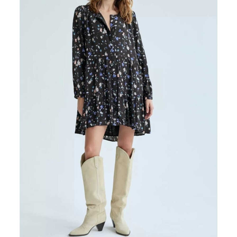 Aritzia Wilfred Barossa floral lagen pleated Dress sz S